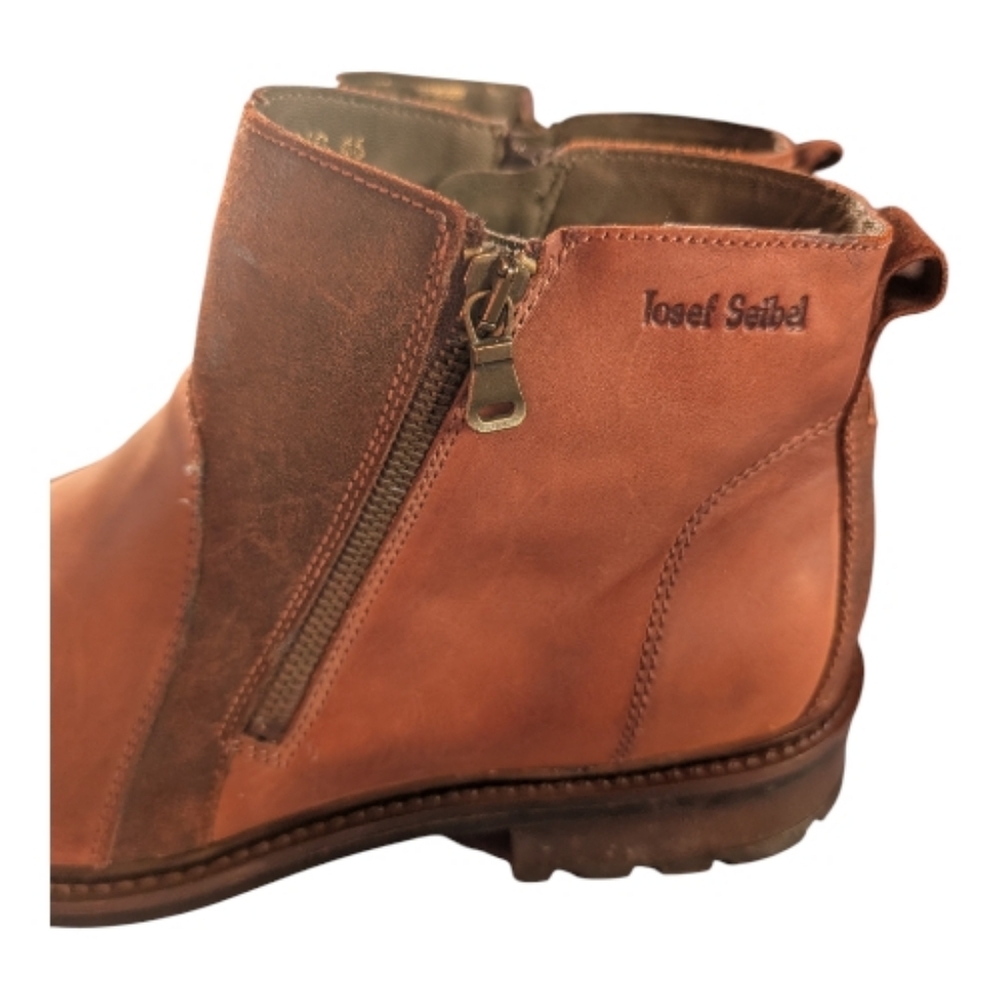 Luxurious Josef Seibel Leather Ankle Boots - Cognac Brown (Size 46/US 12) - Picture 4 of 8